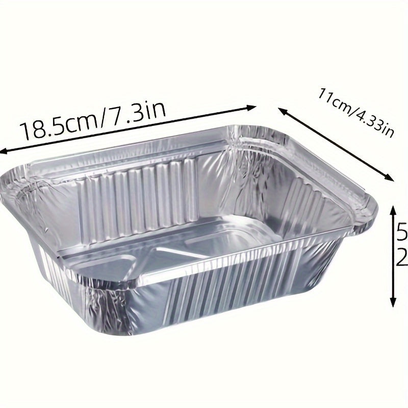 Set of 10 Disposable Aluminum Foil Pans with Lids Square Baking Trays 13.8oz