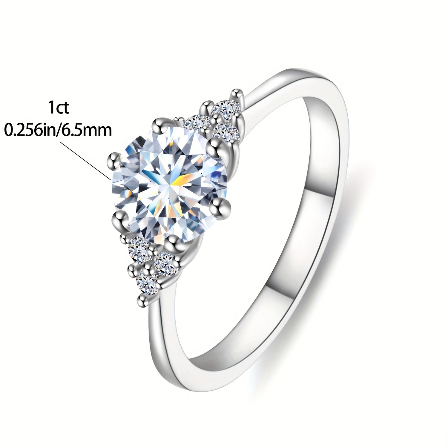 Moissanite Engagement Ring 1CT Sterling Silver Wedding Jewelry for Valentine