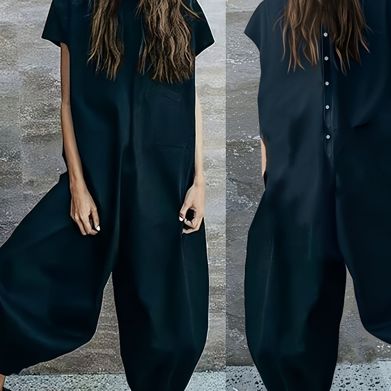 Mono de verano suelto para mujer con bolsillos, blanco, talla grande