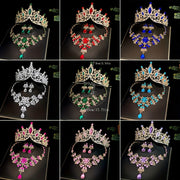 3-Piece Bridal Jewelry Set Tiara Necklace Earrings for Wedding and Photos