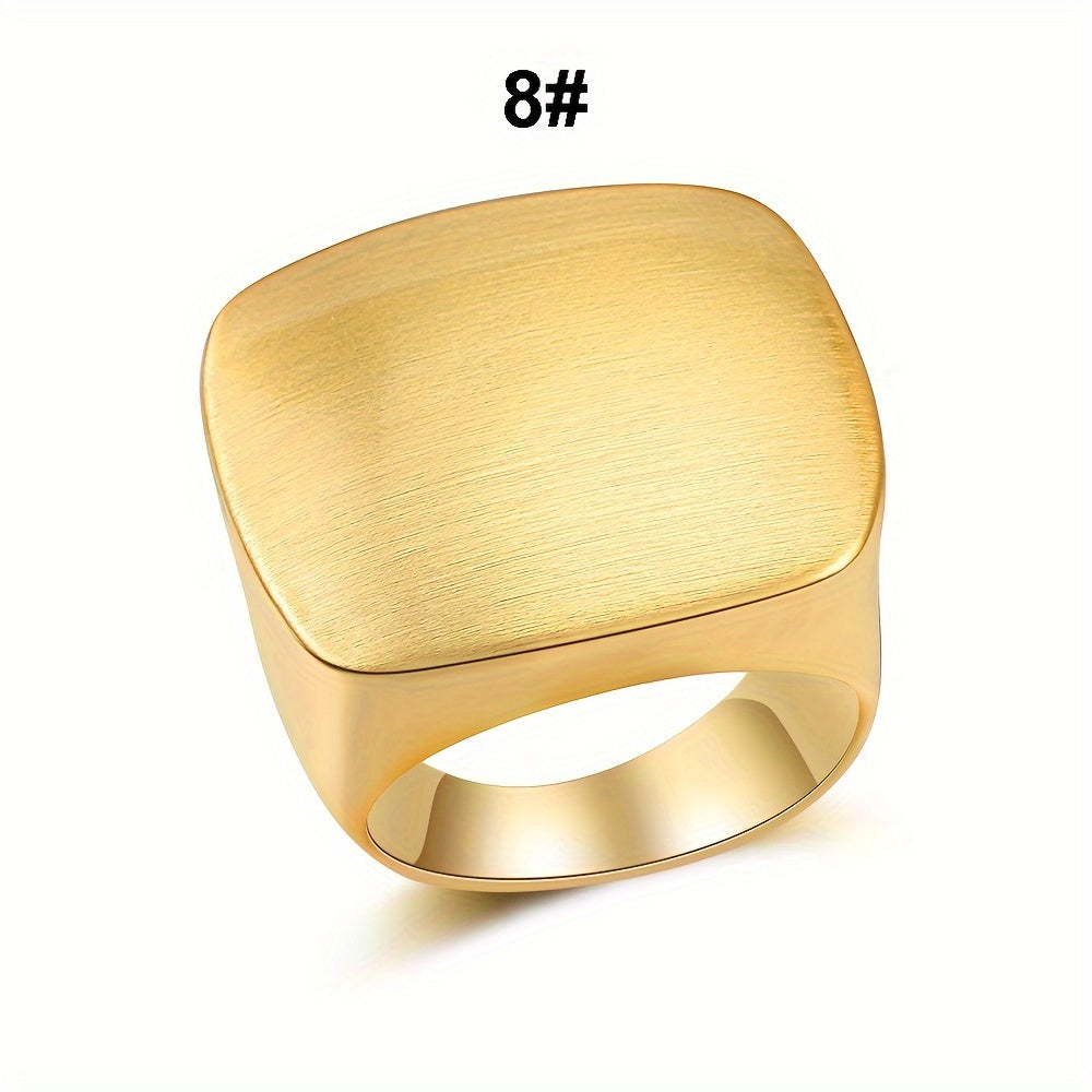 Women's Wide Metal Square Ring 18K Gold Plated for Christmas Valentine's Day