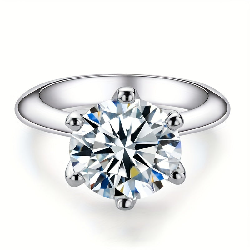 Moissanite Promise Ring 6 Prong Sterling Silver 18K Gold Plated Engagement Jewelry