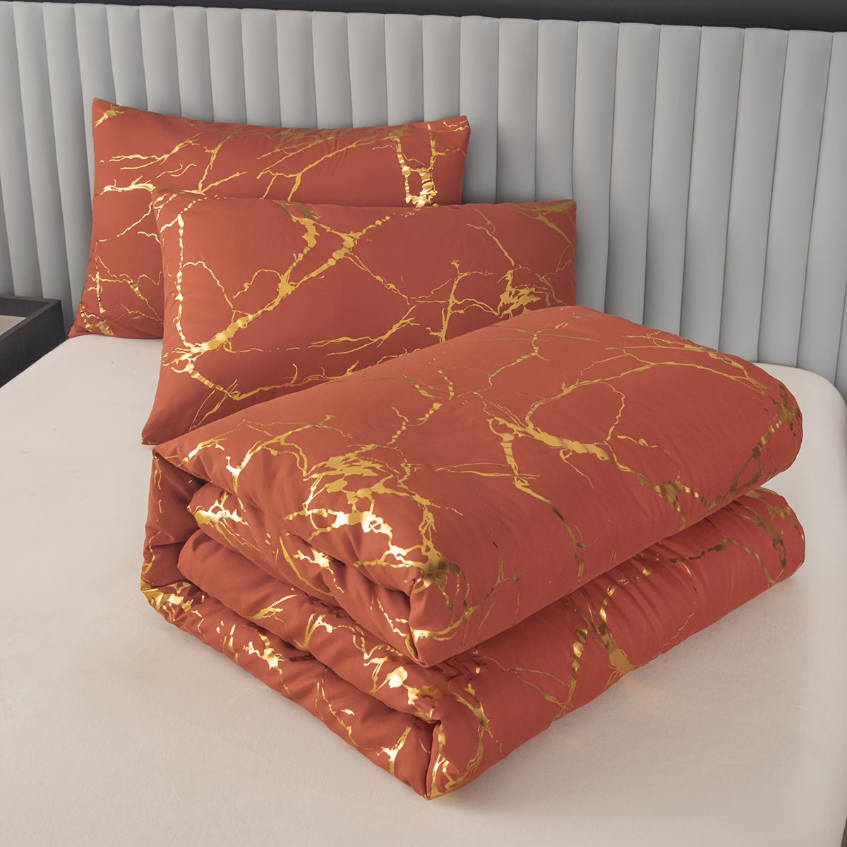 Elegant Marble Pattern Bedding Set in Pink Gray Green Blue Purple Washable Ultra-fine Fiber Duvet Cover 2-3 Piece