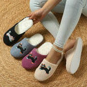 Women's Plush Cat Hat Slippers Soft Fabric Non-Slip Indoor House Shoes