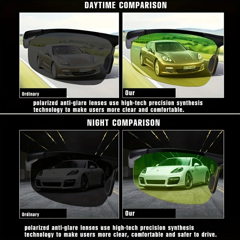 Erkaklar uchun kvadrat moda ko‘zoynaklar, yashil va sariq gradientli polarizatsiyalangan linzalar bilan, haydash va sport uchun