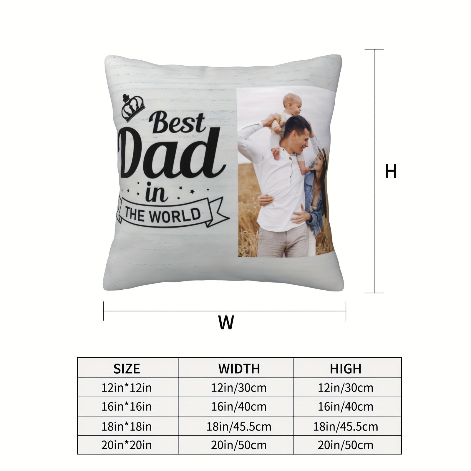 Personalized Dad Photo Pillowcase for Father's Day Christmas Birthday Gift Home Decor