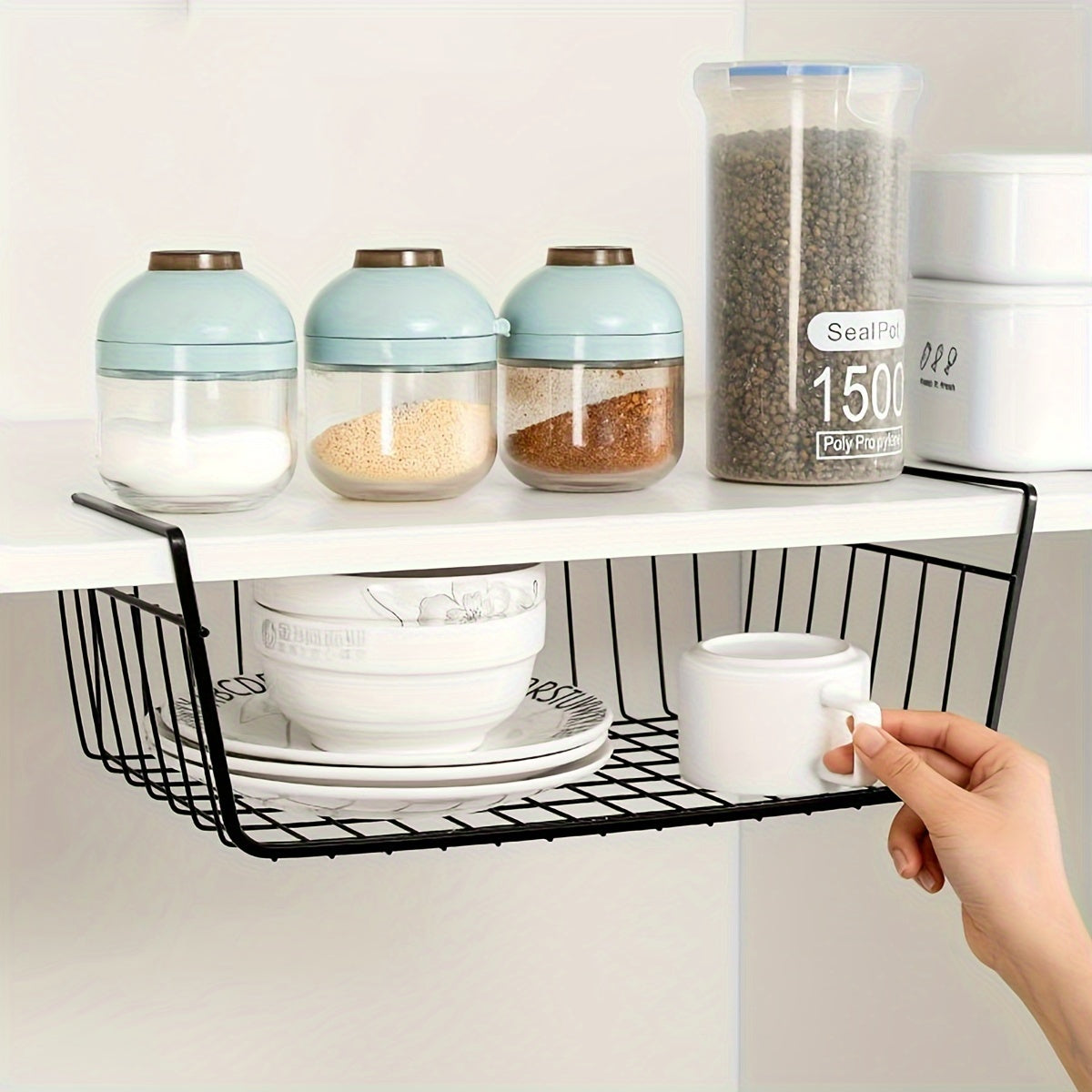 Hanging Kitchen Storage Basket Shelves Pull-Out Racks for Seasonings Organization