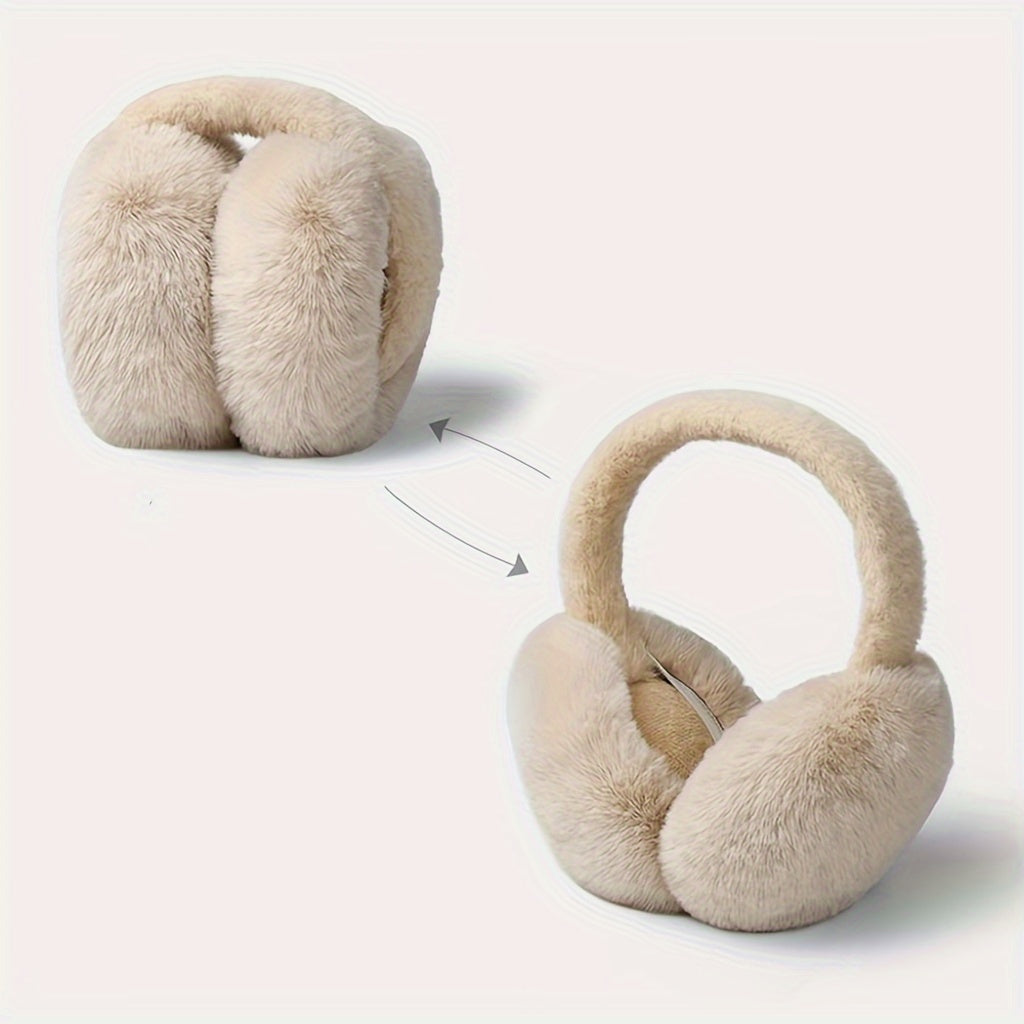 Velour Winter Earmuffs for Adults Soft Foldable Ear Warmers Cold Weather
