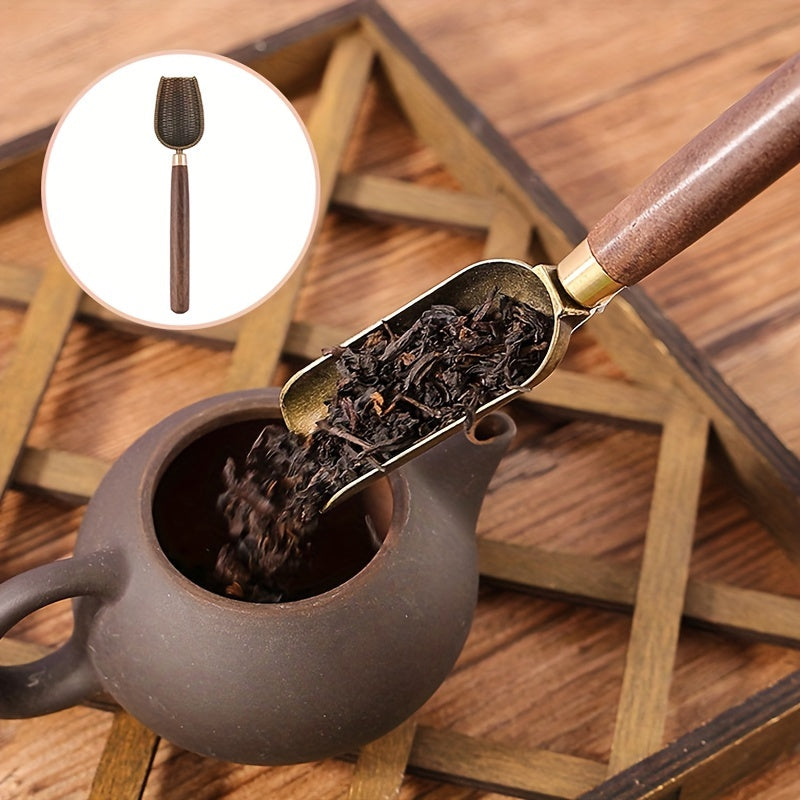 Винтажная чайная ложка из черного дерева для листового чая, чайная лопатка ручной работы, традиционная китайская чайная церемония