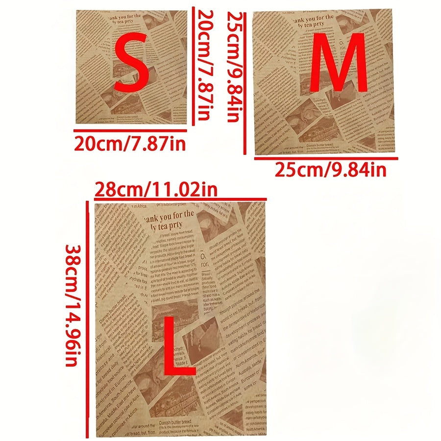 50pcs Food-Grade Oil-Proof Sandwich Packing Paper for Takeaway and Catering