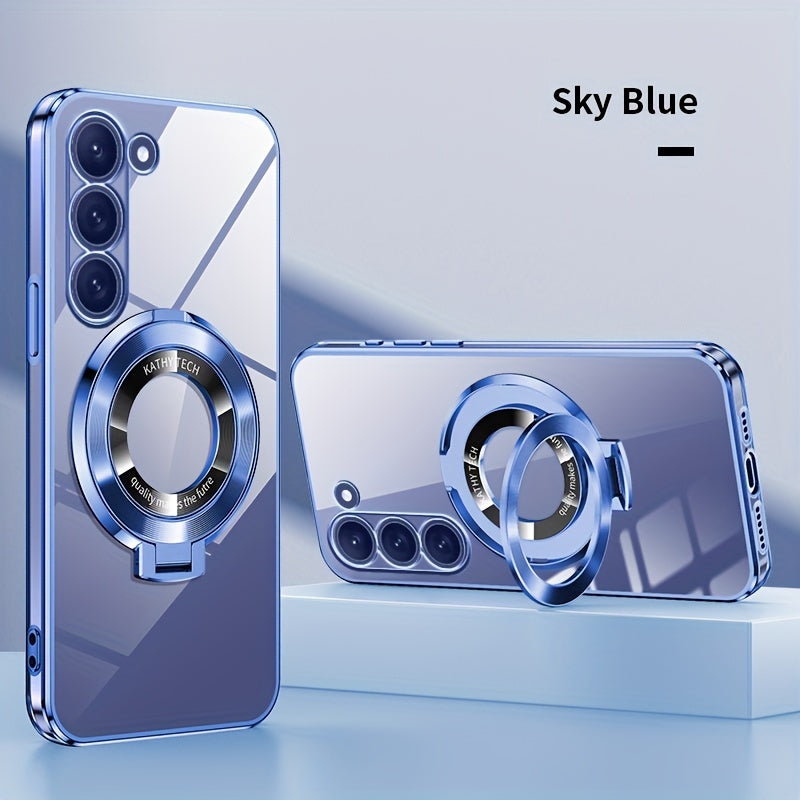 Electroplated Galaxy Phone Case with CD Holder Fall Protection Camera Guard for Samsung Galaxy Series