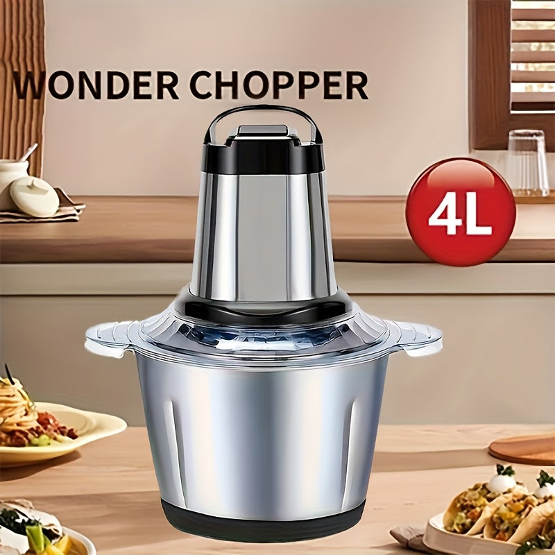 Large Capacity Meat and Vegetable Grinder 4L Commercial Mixer 3-Speed Stainless Steel