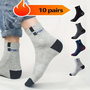 Men's Breathable Sports Socks 10 Pairs Elastic Mesh Running Socks with Lettering