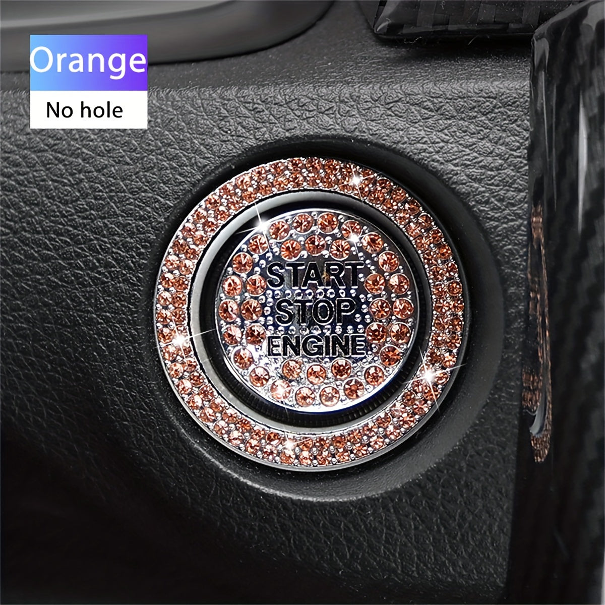 2-Pack Aluminum Alloy Rhinestone Ignition Button Cover Universal Car Push Start Switch Cap