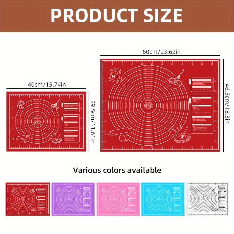Extra Thick Food Grade Pastry Mat for Baking and Kneading in 5 Colors and 2 Sizes