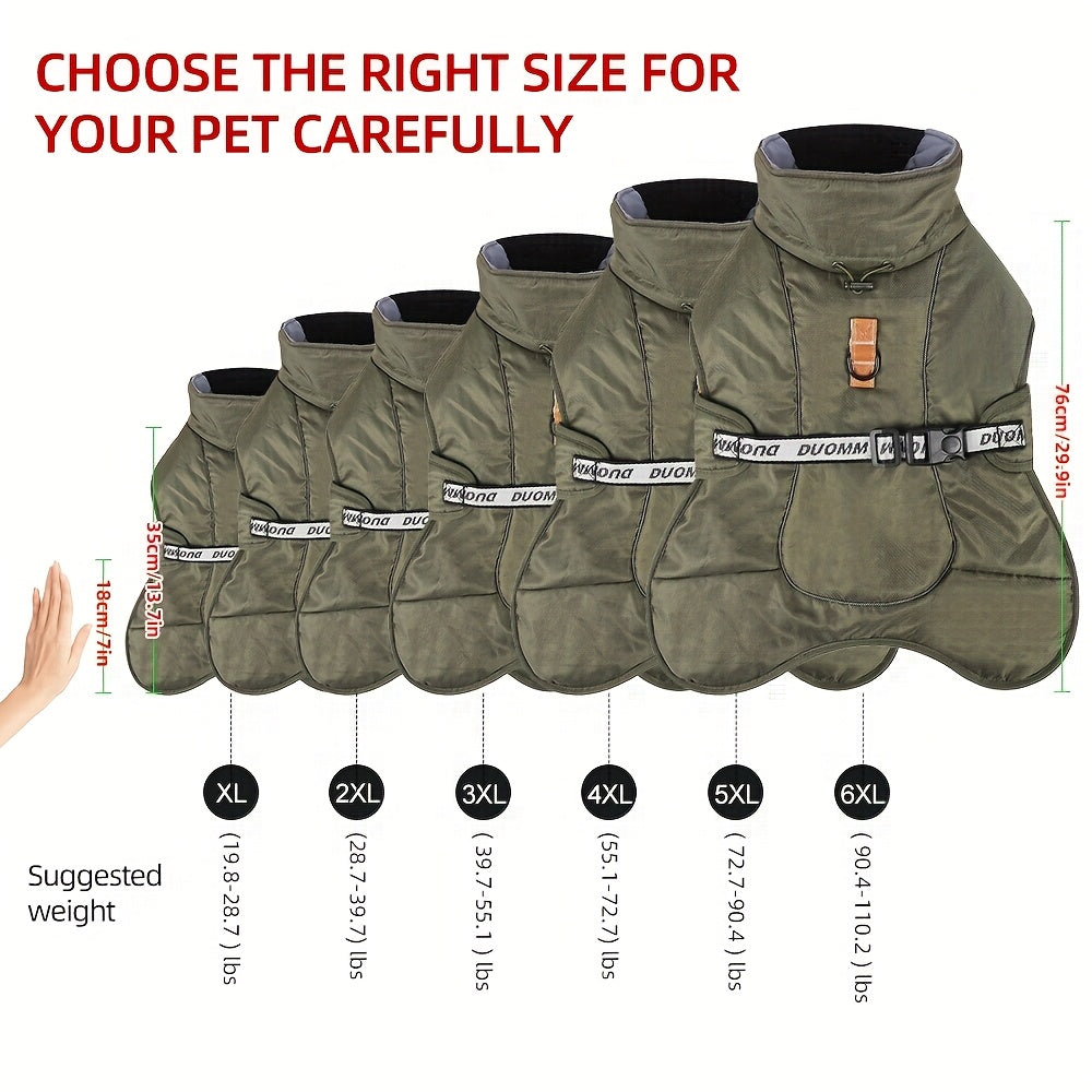 Waterproof Windproof Dog Jacket with Fleece Lining for Small to Large Breeds