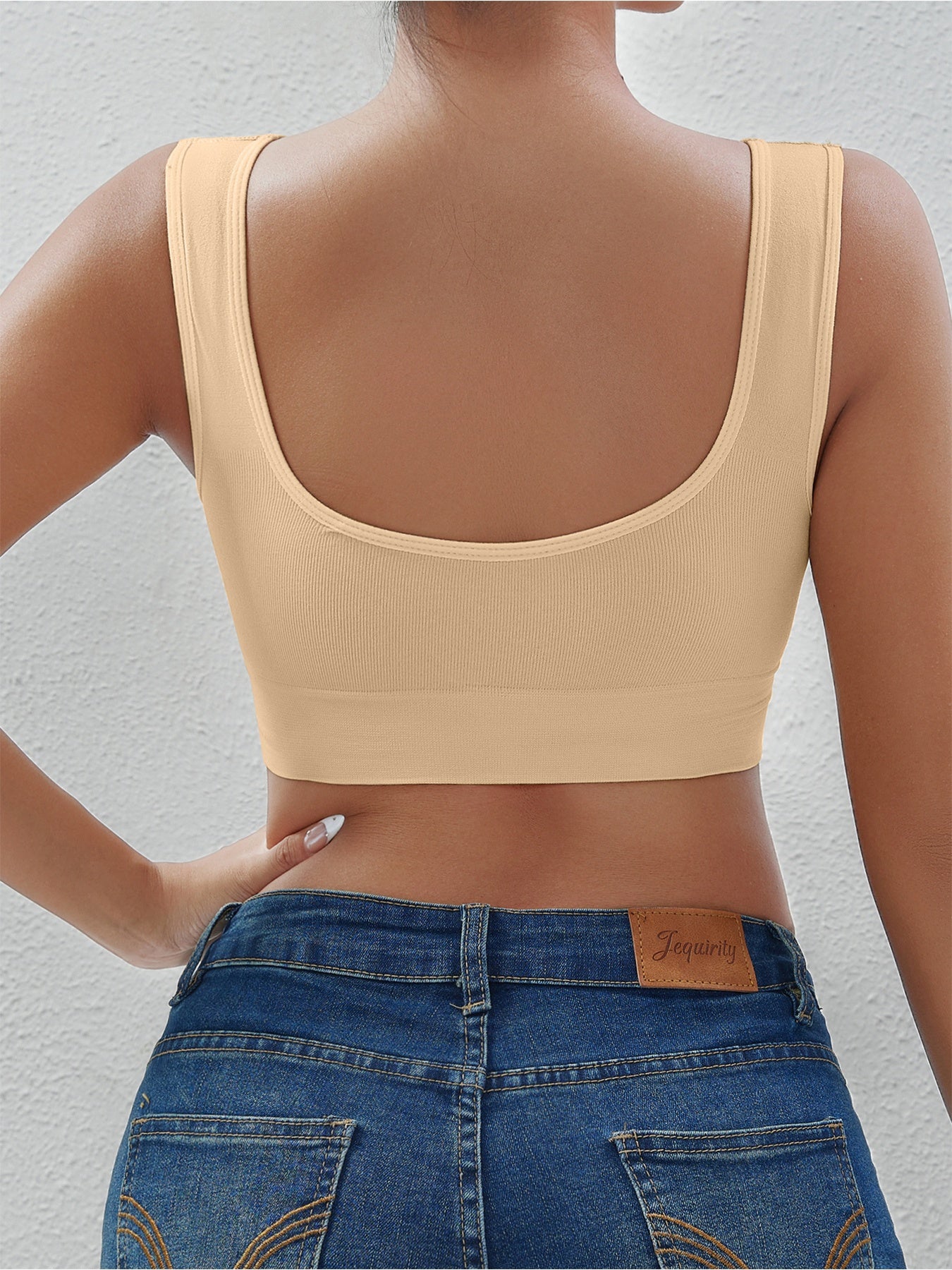 Plus-Size Wireless Sports Bra Seamed Push-Up Breathable Yoga Running