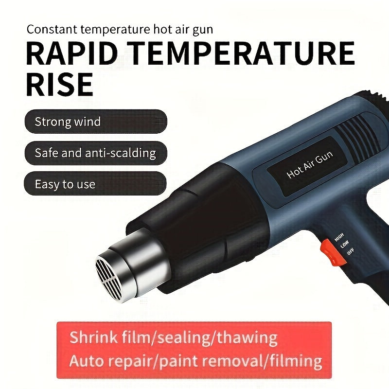 2000W Handheld Hot Air Gun for Bending and Forming Plastic Black