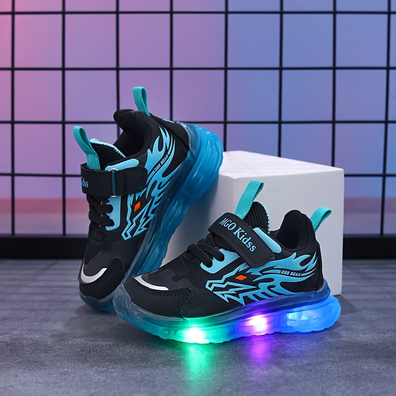 Детские кроссовки для мальчиков 2025 Весна Светодиодные повседневные спортивные туфли для детей от 1 до 9 лет