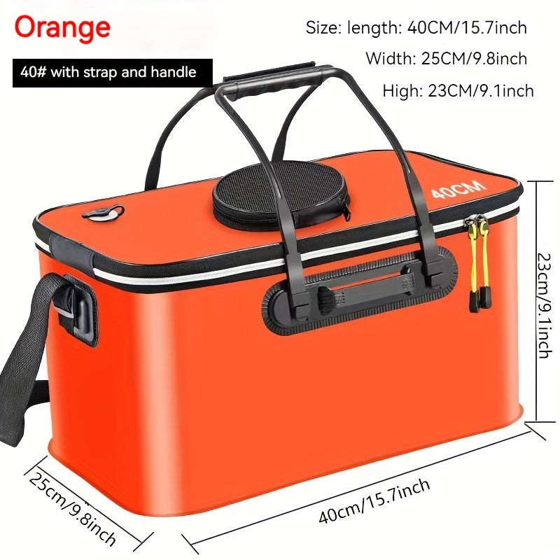 Waterproof EVA Fishing Gear Bag with Collapsible Live Fish Bucket and Tackle Storage
