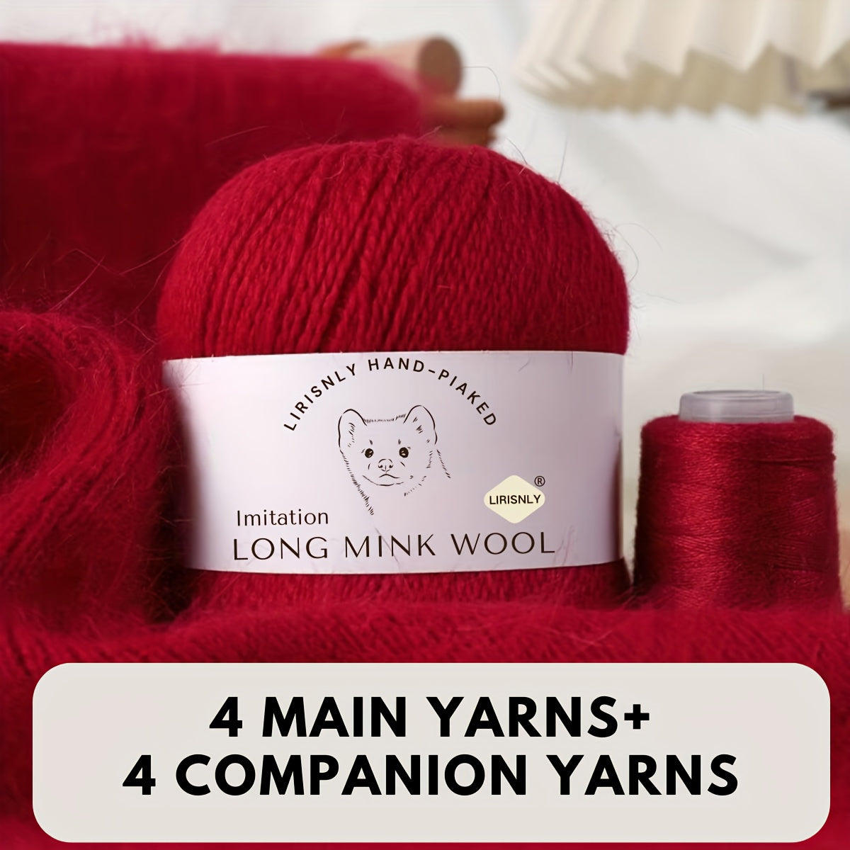 Multicolor Faux Mink Wool and Long Wool Knitting Yarn Set for Scarves Sweaters Hats 280g