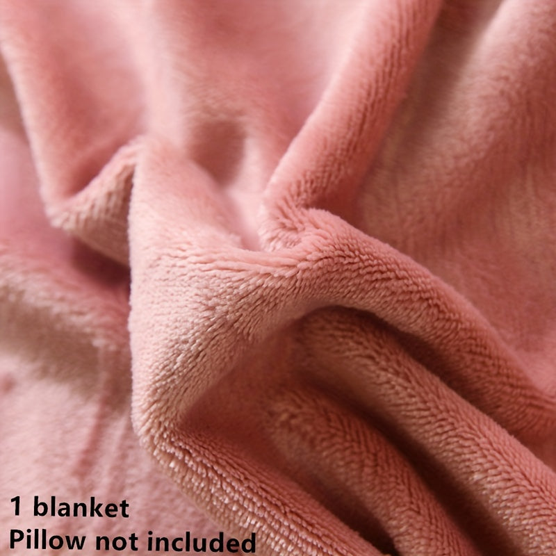 Double-Layer Soft Fleece Blanket for All Seasons Cozy Throw Pink