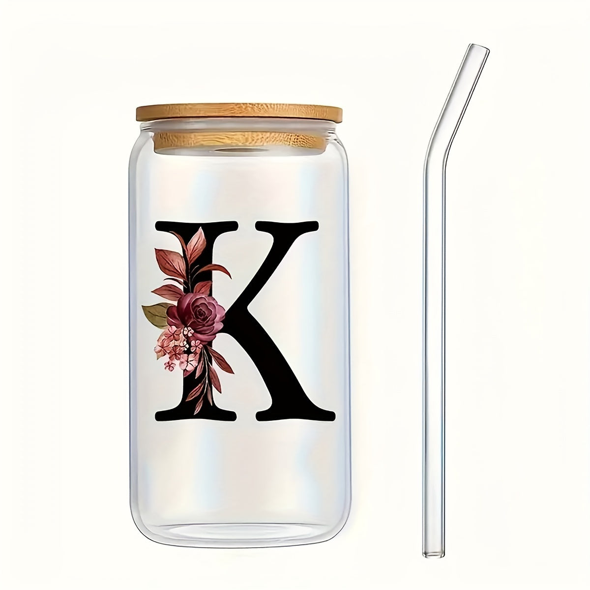 16oz Frosted Glass Cup with Bamboo Lid for Outdoor Camping