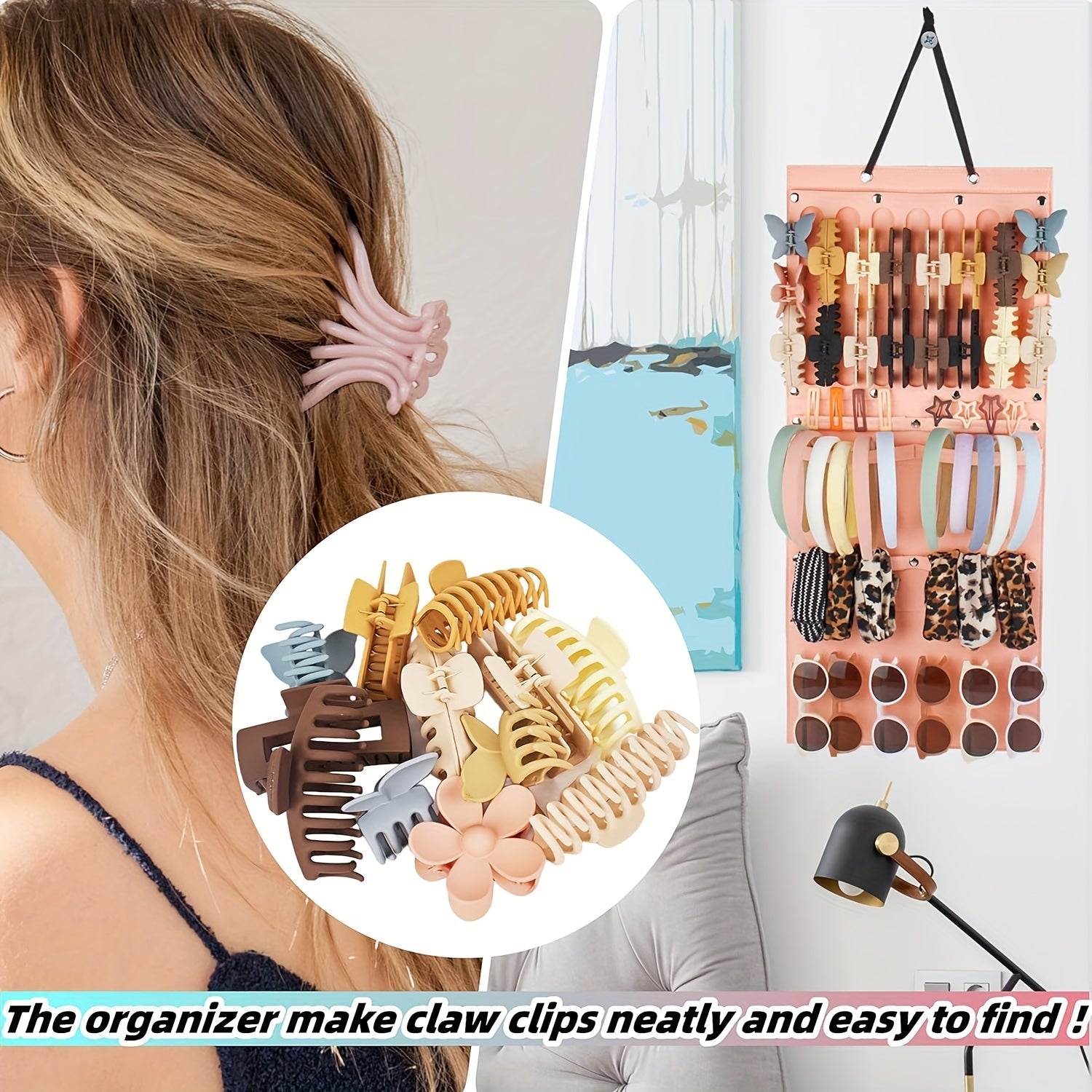 Organizador orgánico de accesorios para cabello de bambú para pinzas, diademas y gafas