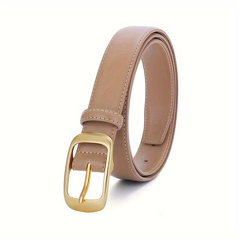 Women's Leather Belt Cowhide Simple Button Fashion for Black Jeans