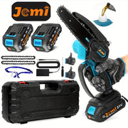 Mini Cordless Chainsaw 15.24cm with 2 Batteries Automatic Oiler Safety Lock