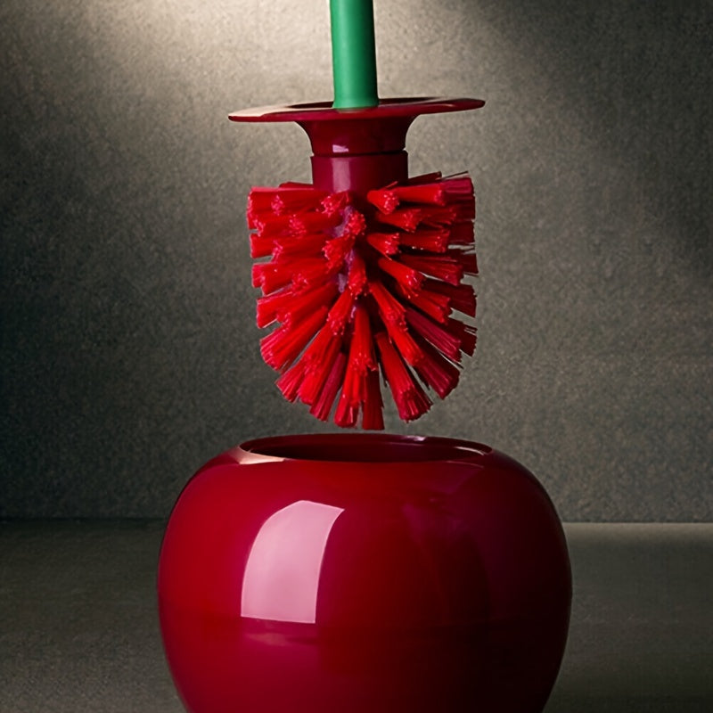 Cherry Toilet Brush with Long Handle and Soft Bristles for Bathroom Cleaning