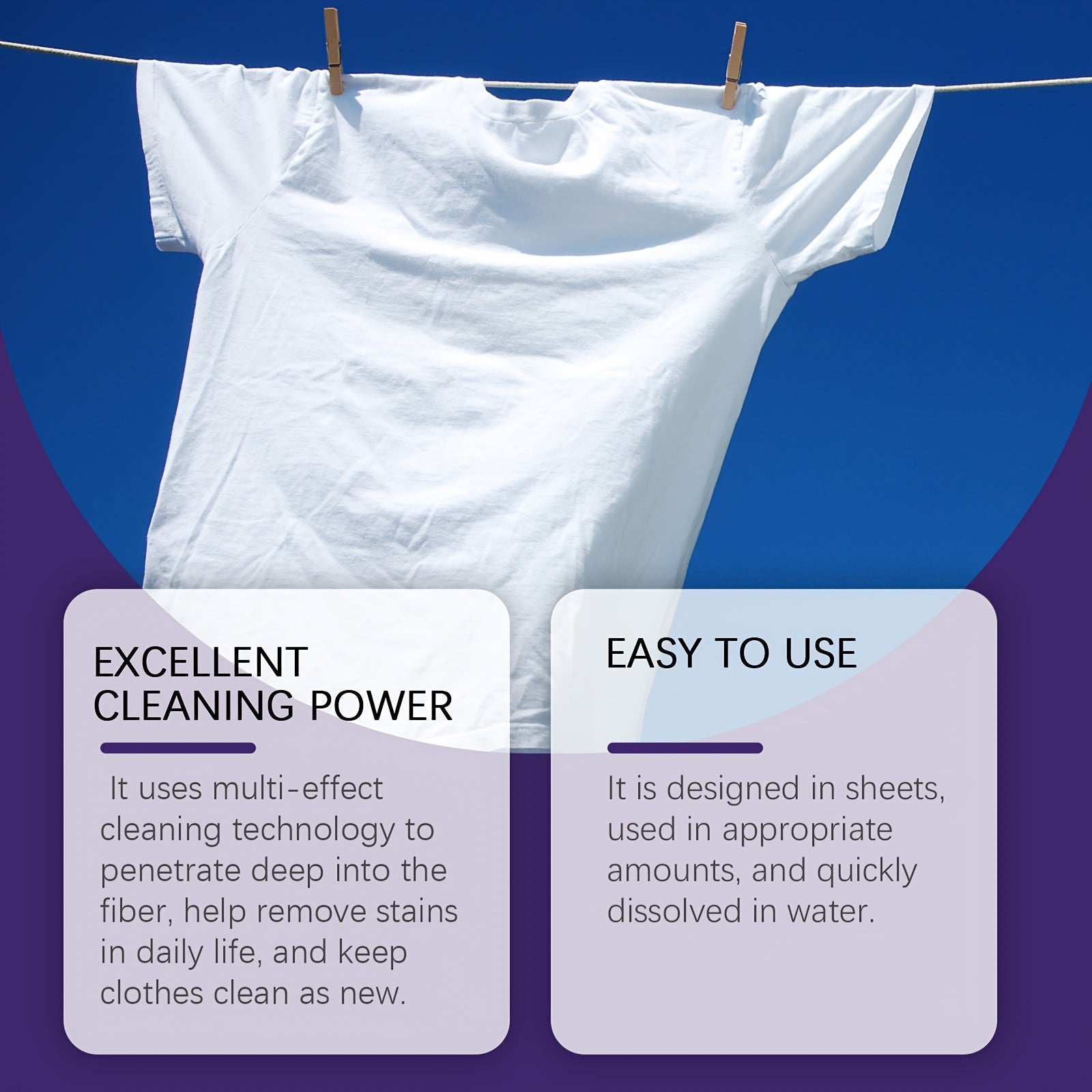 Tez eriydigan kir yuvish kukunlari, qiyin dog'larni samarali yo'qotadi - kundalik kiyimlar, to'shaklar va sochiqlar uchun ideal.