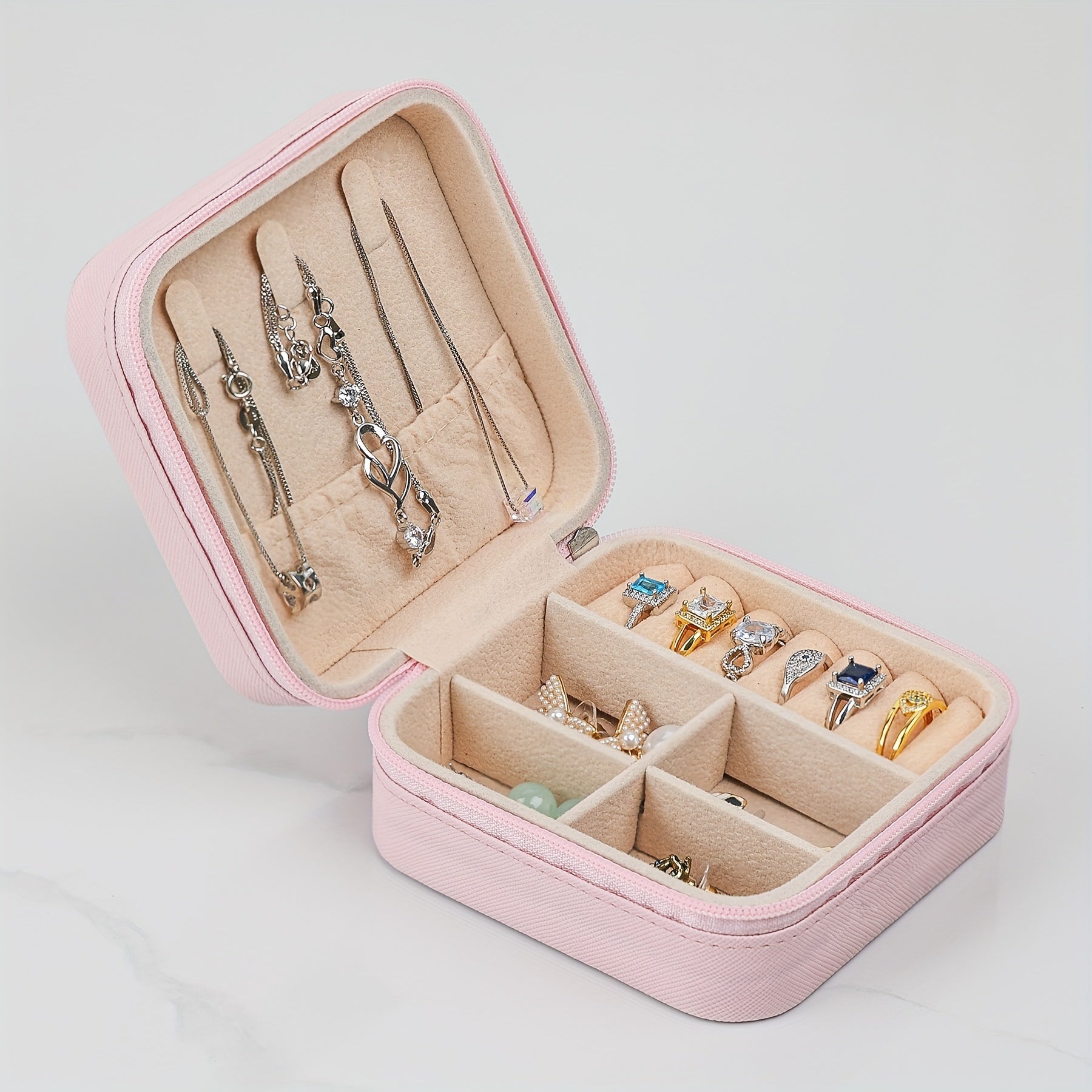 Small Portable Jewelry Box for Rings Necklaces and Studs Gift for Women and Mom