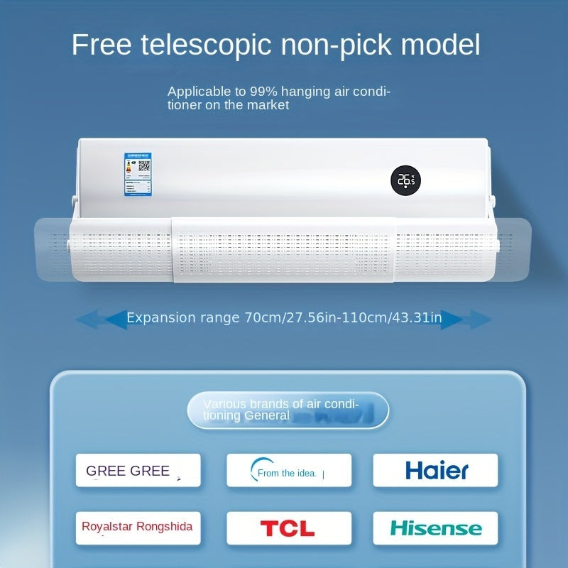 Extendable Air Conditioner Deflector 70-110cm Adjustable Vent Shield Plastic