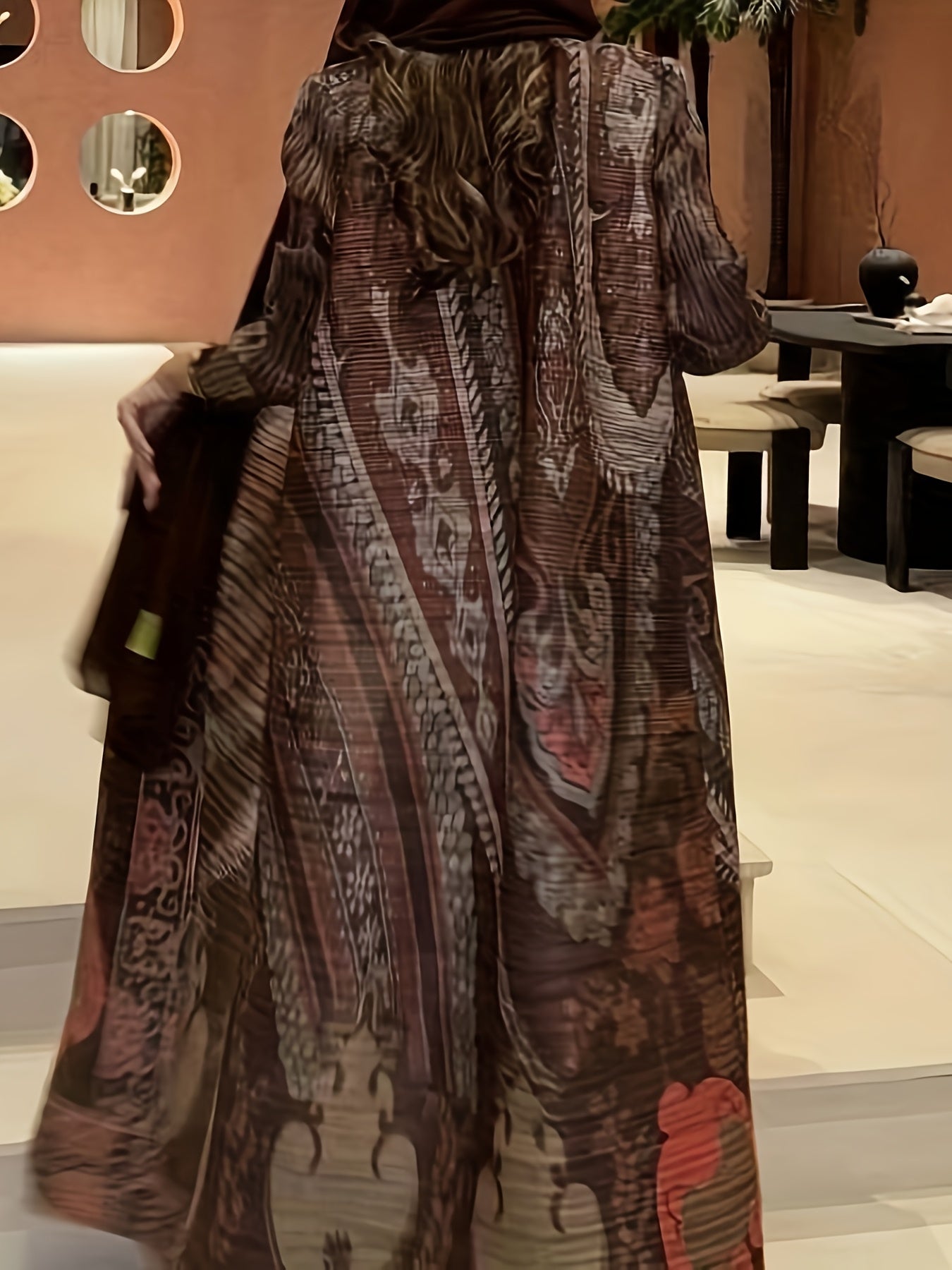 Abaya kaftan de estampado floral para mujer, bata larga, talla plus, tela transpirable