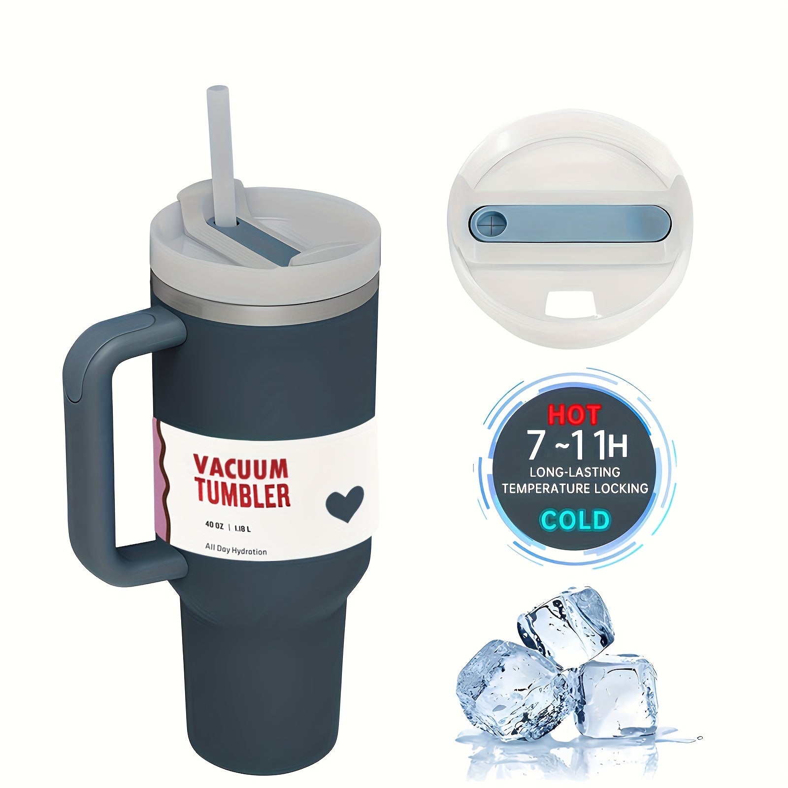 40oz Stainless Steel Tumbler with Lid and Straw BPA-Free Shatterproof for Iced Tea Coffee