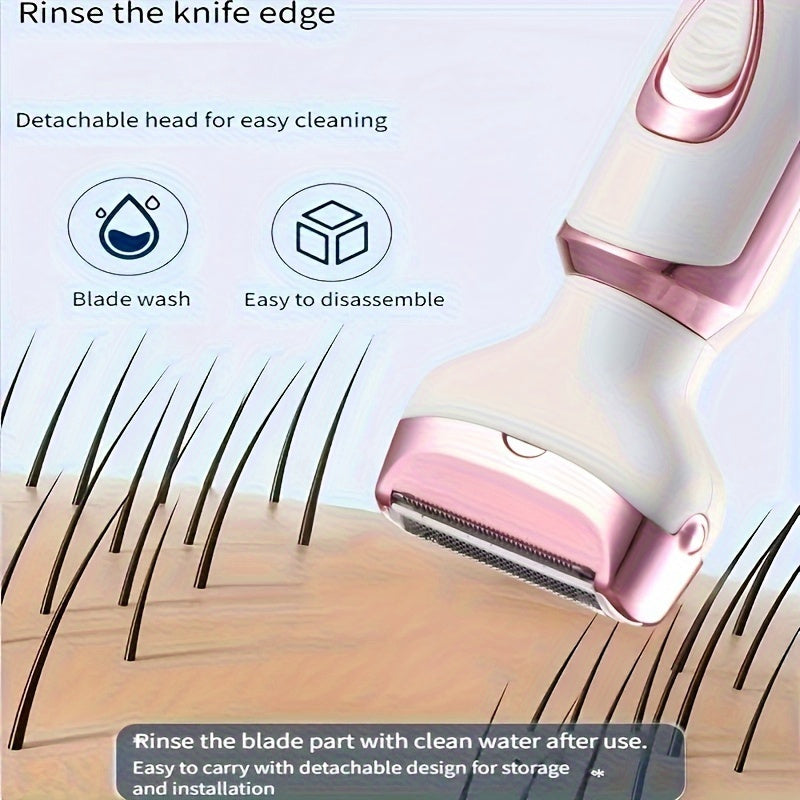 Set de depilación eléctrica 4 en 1 para mujeres, para área púbica, cejas, nariz, rostro y piernas, recargable por USB, portátil