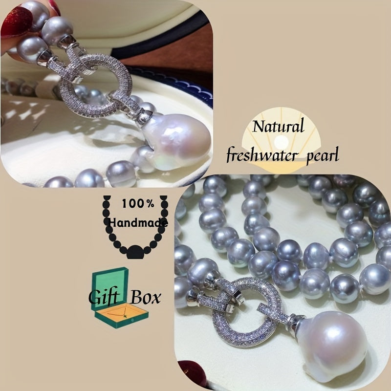 Freshwater Pearl Necklace with Baroque Pendant for Women Casual Formal