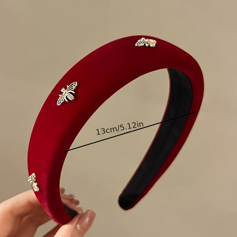 Red Headband with Bee Embellishments for Valentine's Day and Casual Wear
