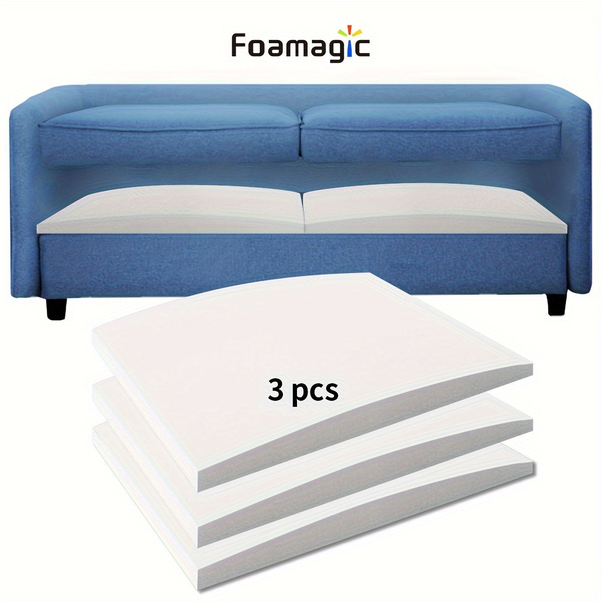 Foam Cushion 50.8cm x 50.8cm for Couch and Chair White High-Density Support