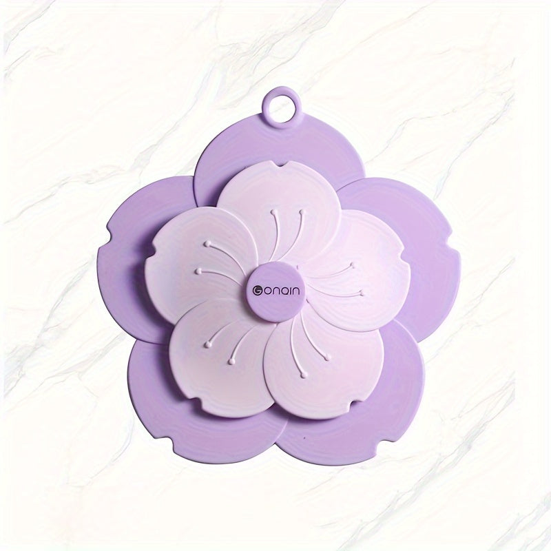 Cubierta de desagüe con forma de flor de cerezo con sello ant odor y recolector de cabello para baño