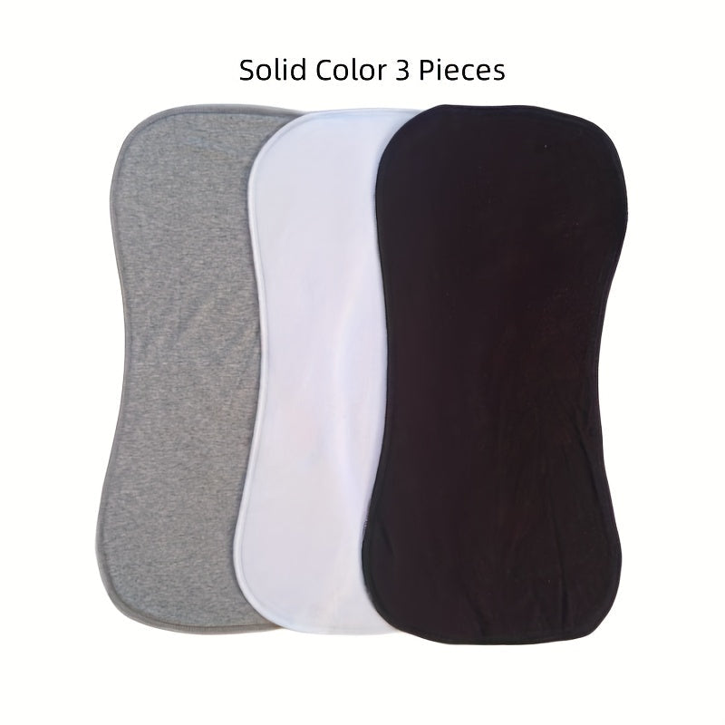 Set of 3 Plain Color Baby Burp Cloths and Bibs for Newborns