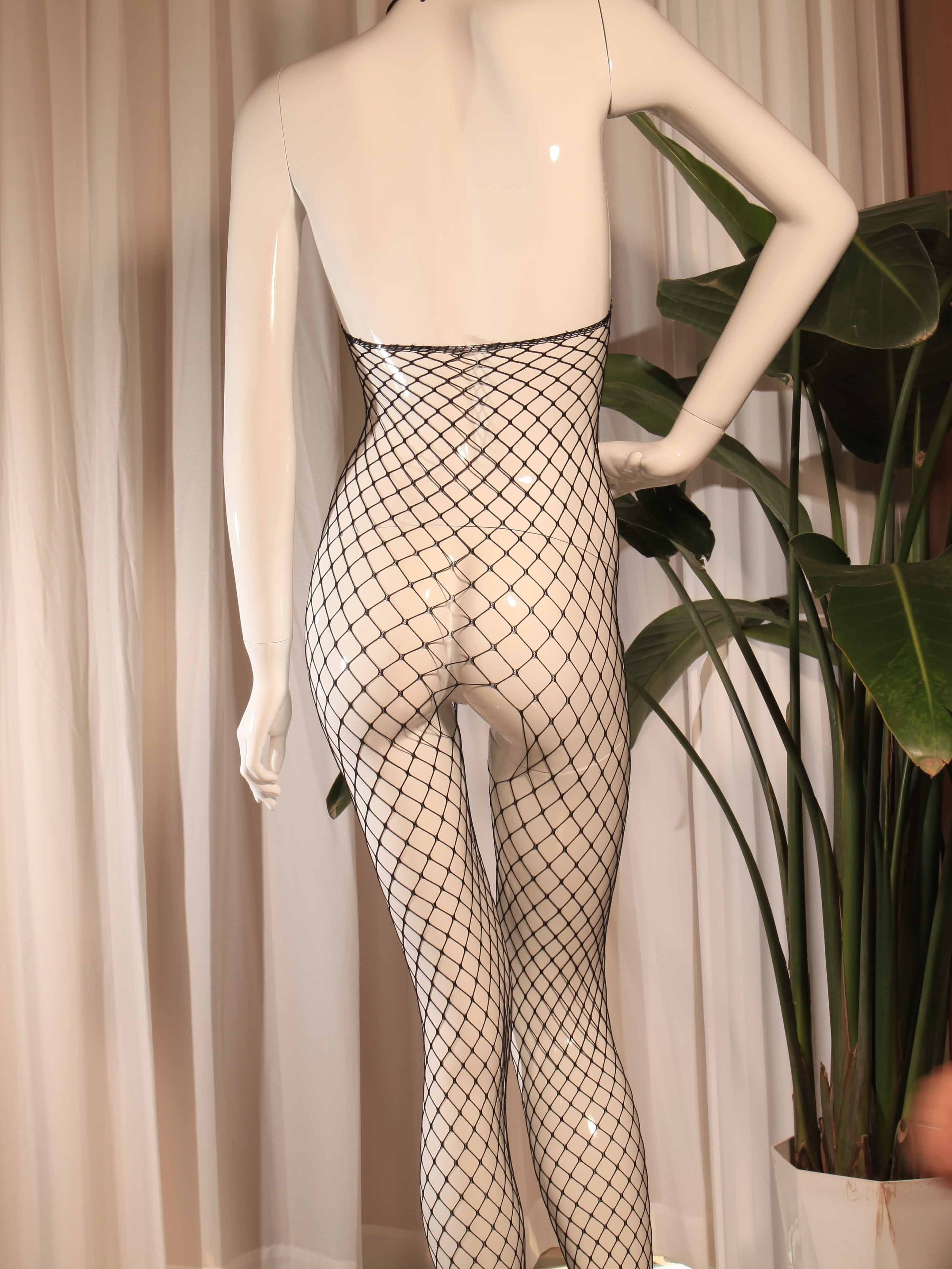 Women’s Transparent Fishnet Bodysuit Knit Fabric No Padding or Belt Adult Size