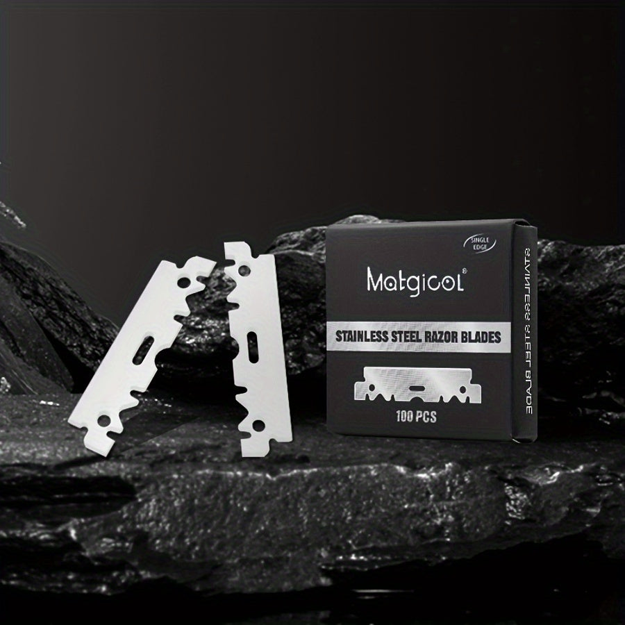 Cuchillas de afeitar de borde único para hombres, acero inoxidable, 100 unidades, afilado de precisión