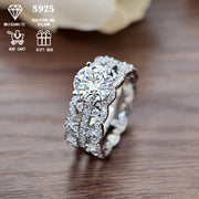 Women's Silver Moissanite Flower Ring 2ct Semi-Set Bohemian Style for Daily Wear