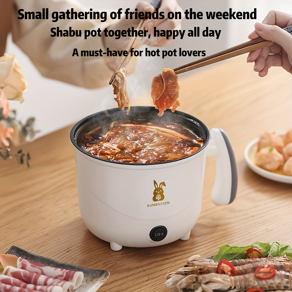 Olla eléctrica europea compacta para 1-2 personas para ramen, huevos, pasta, dumplings, sopa, gachas, avena