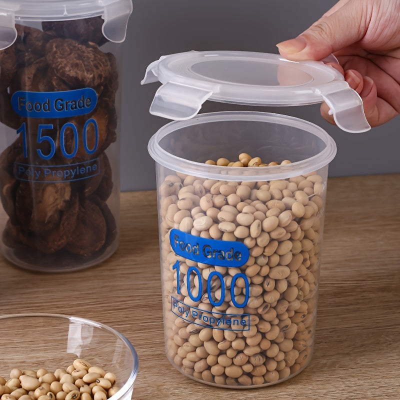 Set of 4 Clear Plastic Airtight Food Storage Containers with Lids for Cereal Rice Pasta Flour Sugar