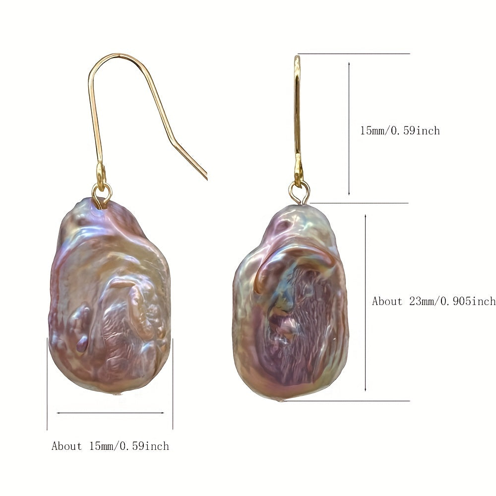 Vintage Dangle Earrings, notekis Barokko tabiiy shirin suv marvaridlari bilan - Ayollar uchun kundalik partiyalar va to'ylar uchun mukammal.