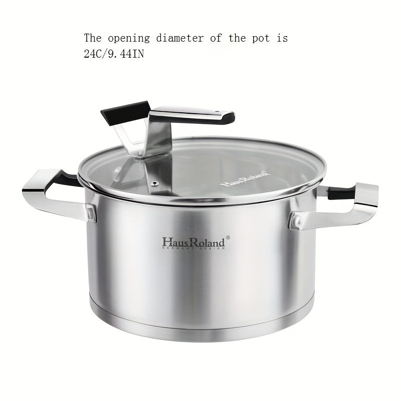 Olla de acero inoxidable para sopa para cocinar al vapor fideos, gachas y leche, engrosada, compatible con estufa de gas