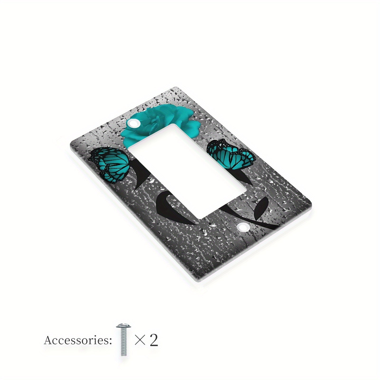 Teal Rose Flower Wall Plate for Light Switch No Electricity Needed Easy to Clean Home Decor Single or Double Gang